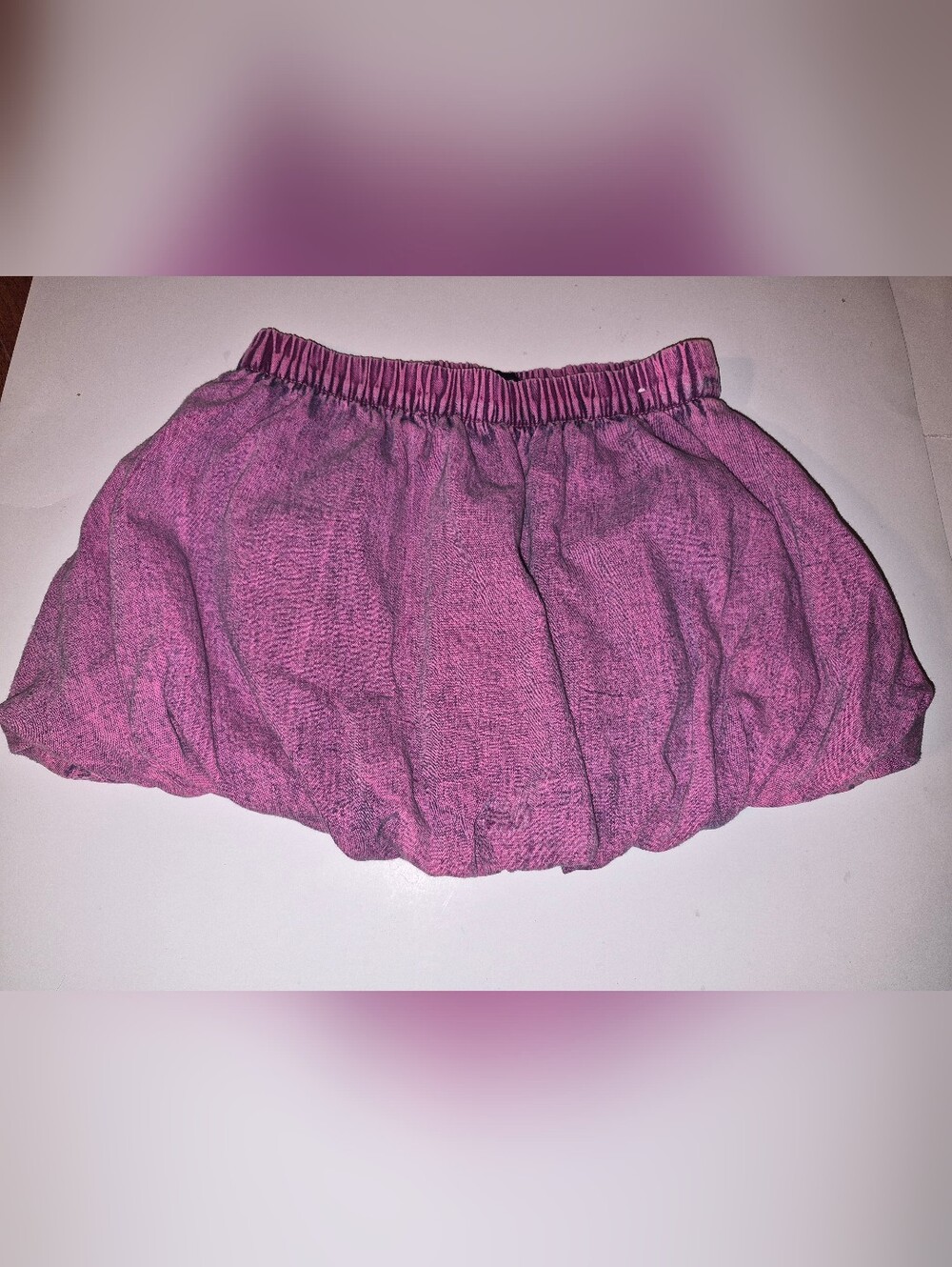 Gap Girl Purple Pink Elastic Waist washed Jeans Bubble Skirt Small